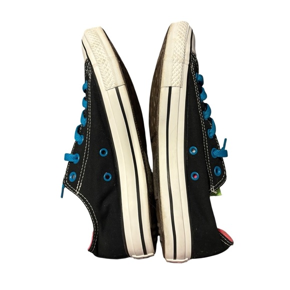 Converse Women’s black with blue, Pink, Green Lace tongue Low Tops Sz 9 - Picture 3 of 9